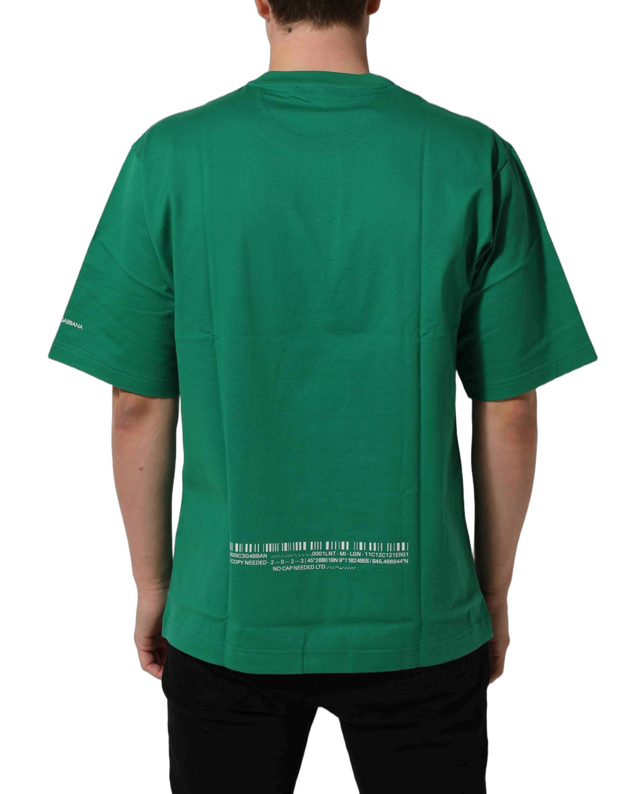 Green Cotton DGVIB3 Print Crew Neck T-shirt