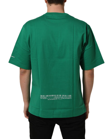 Green Cotton DGVIB3 Print Crew Neck T-shirt