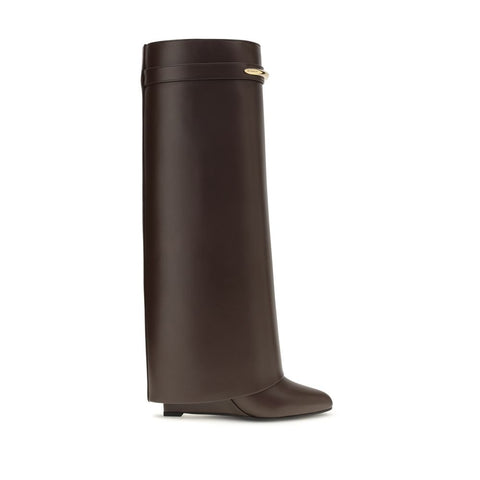 Brown Calf Leather Bos Taurus High Heel Boots