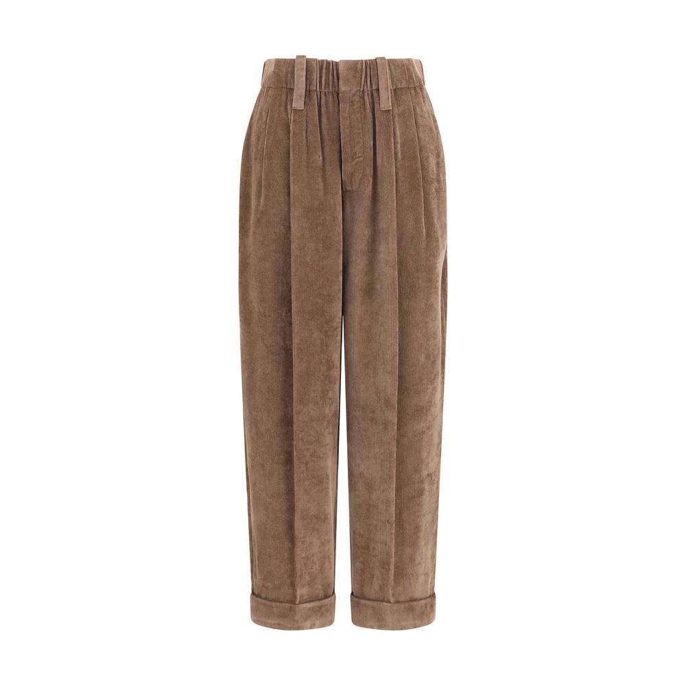 Brown Viscose Casual Pants