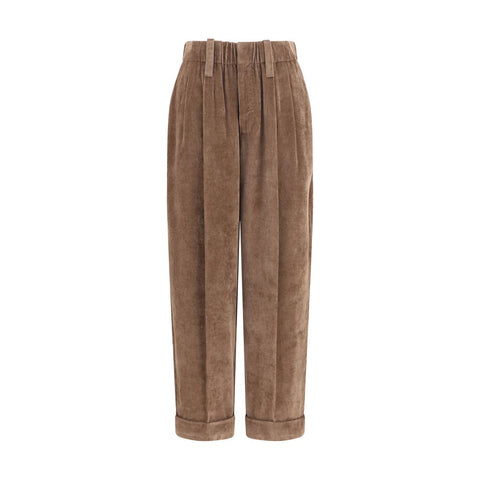 Brown Viscose Casual Pants