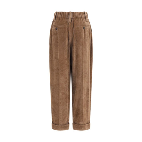 Brown Viscose Casual Pants