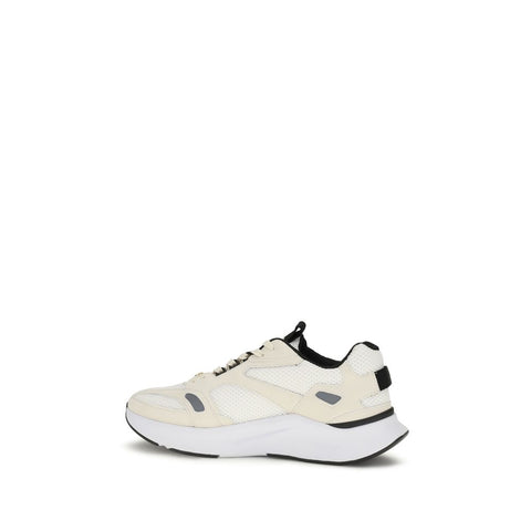 White Fabric Low Top Sneakers