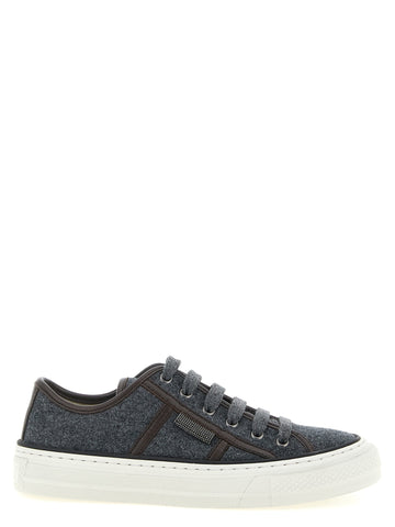 Gray Virgin Wool Low Top Sneakers