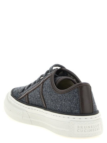 Gray Virgin Wool Low Top Sneakers