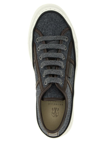 Gray Virgin Wool Low Top Sneakers