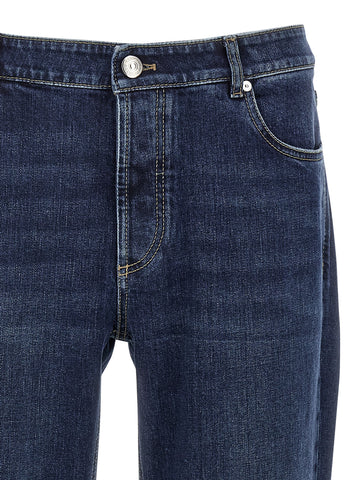 Blue Cotton Straight-Leg Jeans