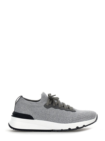 Gray Cotton Athletic Sneakers