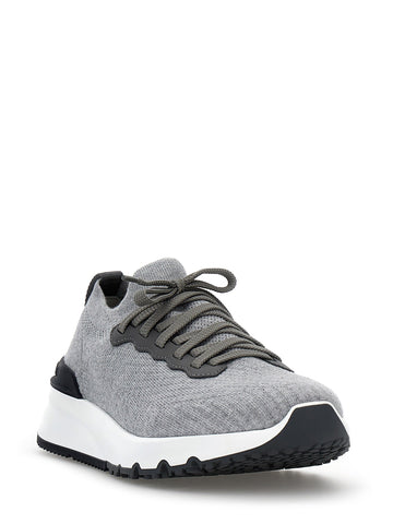 Gray Cotton Athletic Sneakers