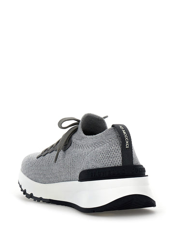 Gray Cotton Athletic Sneakers
