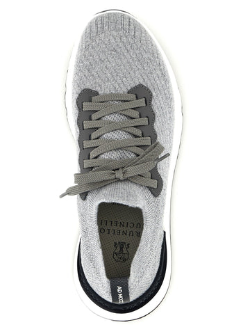 Gray Cotton Athletic Sneakers