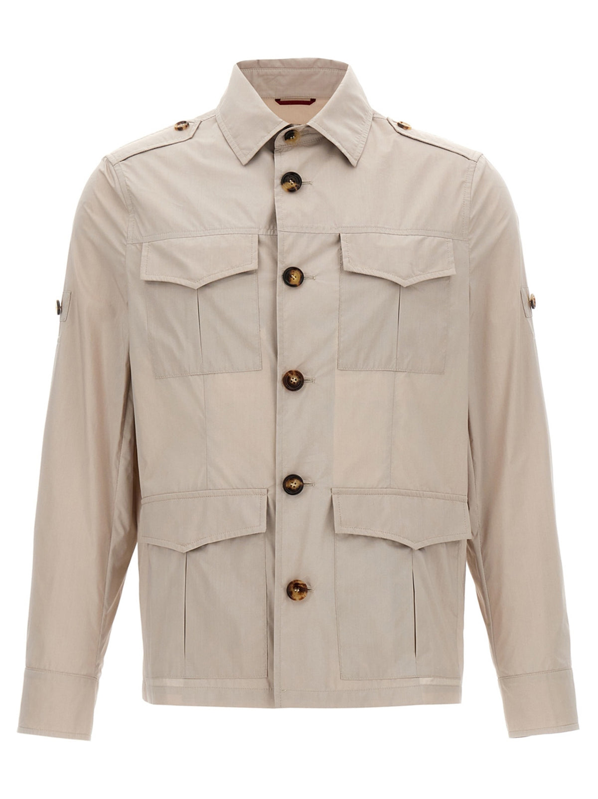 Beige Cotton Full-Length Jacket