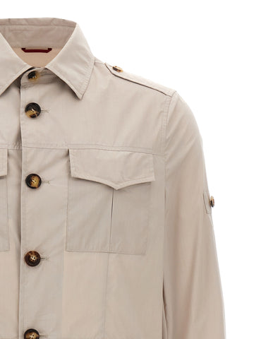 Beige Cotton Full-Length Jacket