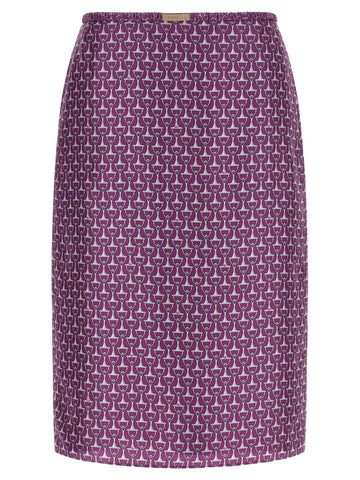 Purple Silk Midi Skirt