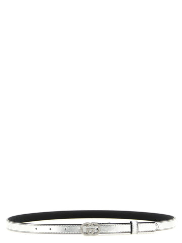 Silver Calfskin Thin Belt
