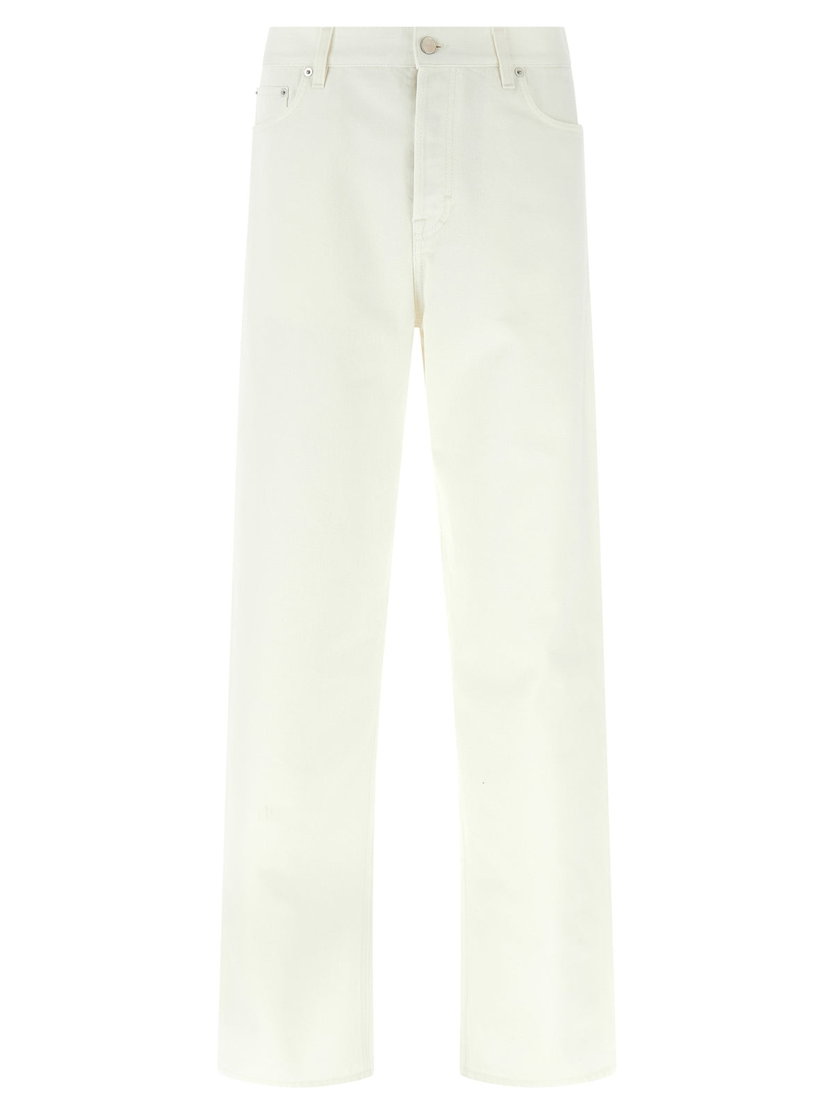 White Cotton Straight-Leg Jeans