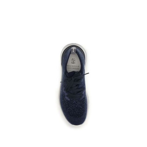 Blue Cotton Athletic Sneakers