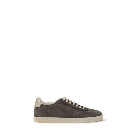Gray Calf Leather Bos Taurus Low Top Sneakers