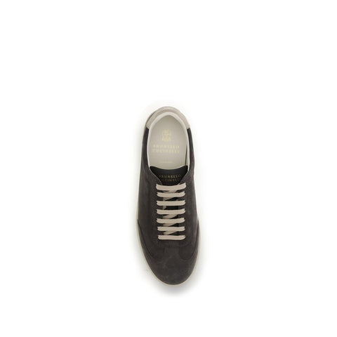 Gray Calf Leather Bos Taurus Low Top Sneakers