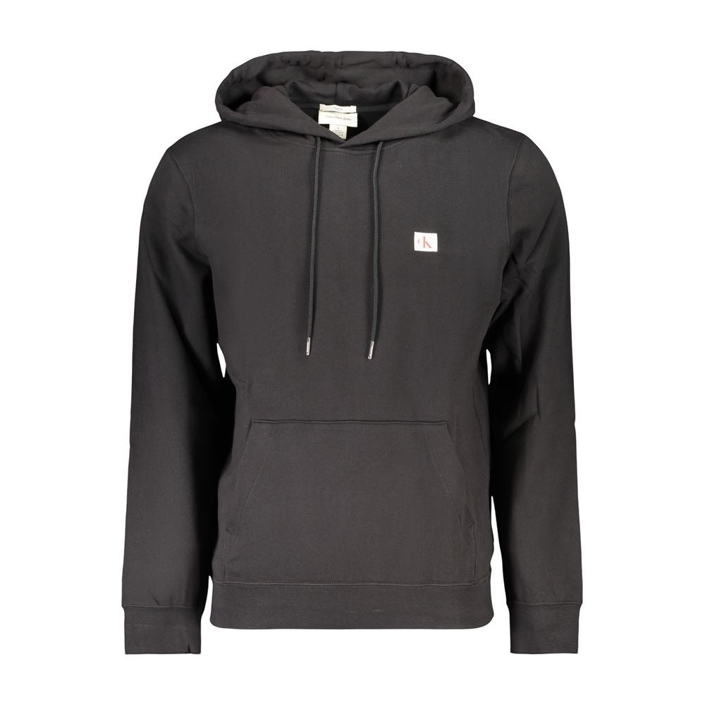 Black Cotton Men Hoodie