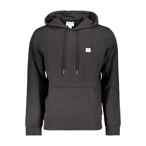 Black Cotton Men Hoodie