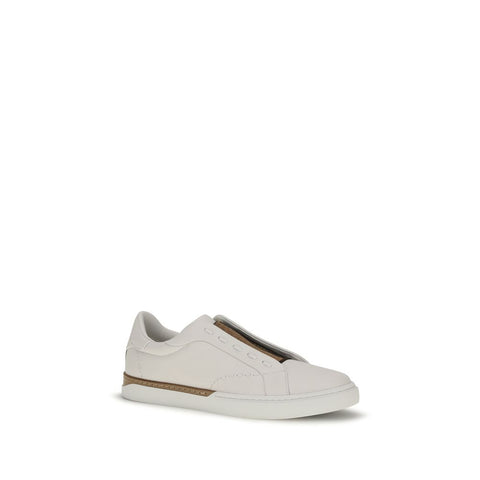 White Calf Leather Bos Taurus Low Top Sneakers
