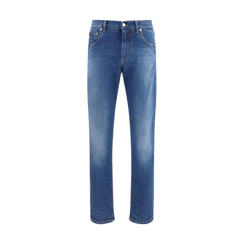 Blue Cotton Slim Fit Jeans