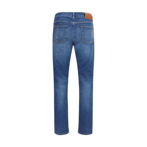 Blue Cotton Slim Fit Jeans