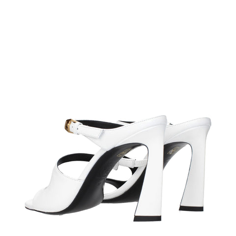 White Leather Stiletto Heel Sandals