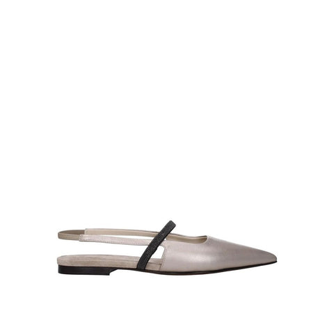 Beige Leather Mules