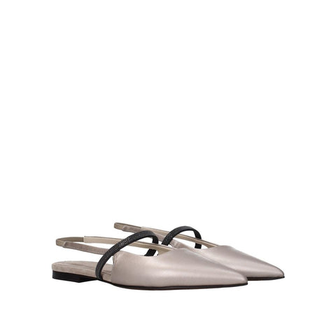 Beige Leather Mules