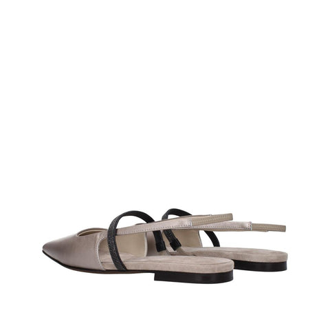 Beige Leather Mules