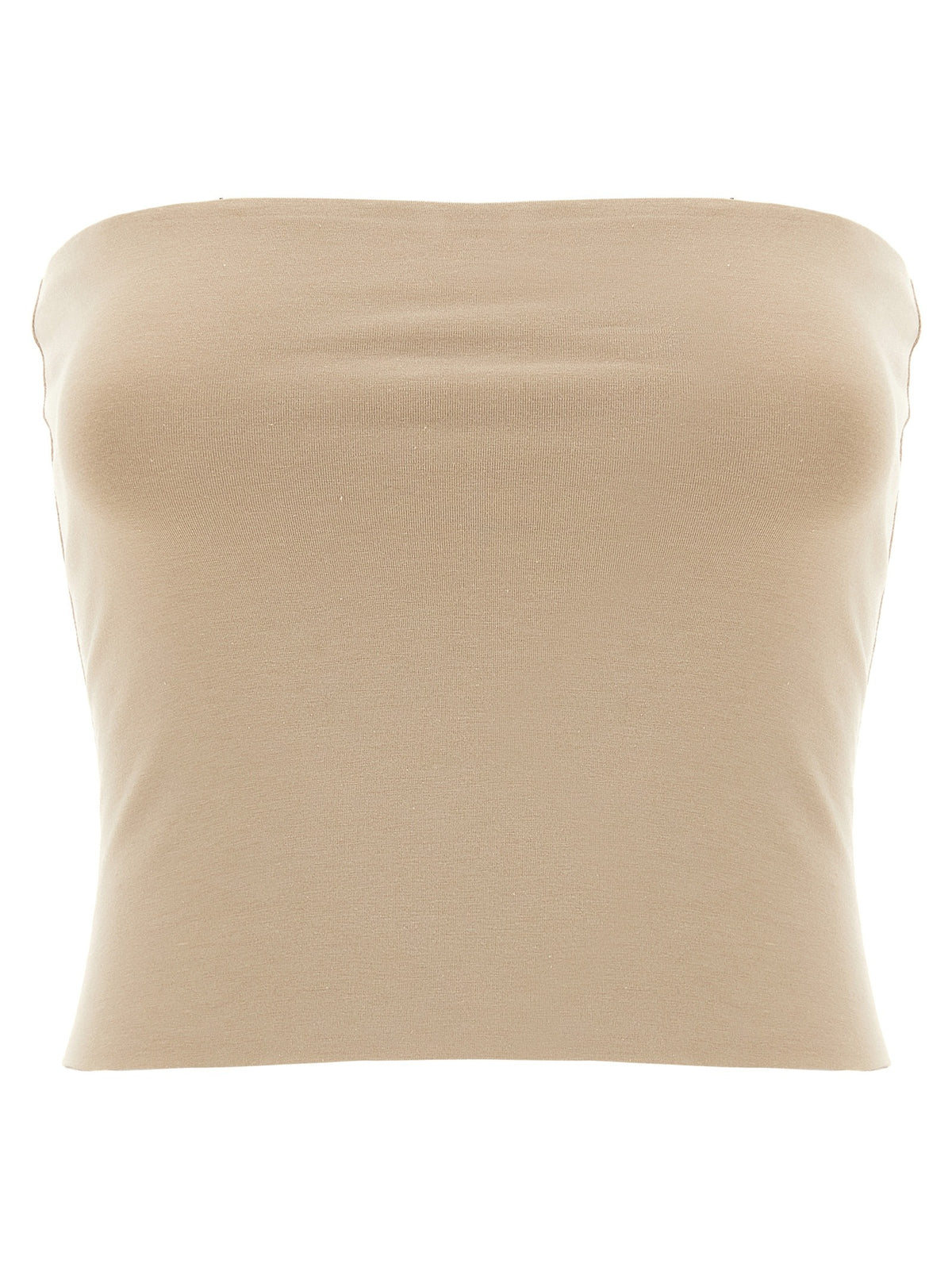 Beige Cotton Sleeveles T-Shirt