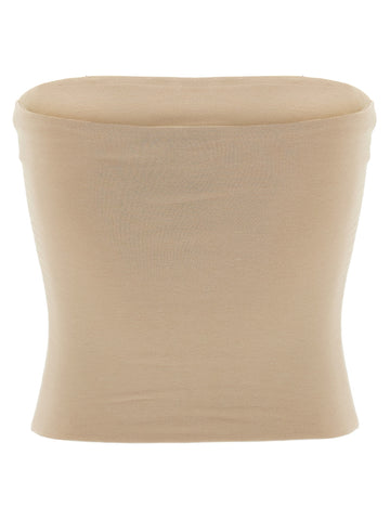 Beige Cotton Sleeveles T-Shirt