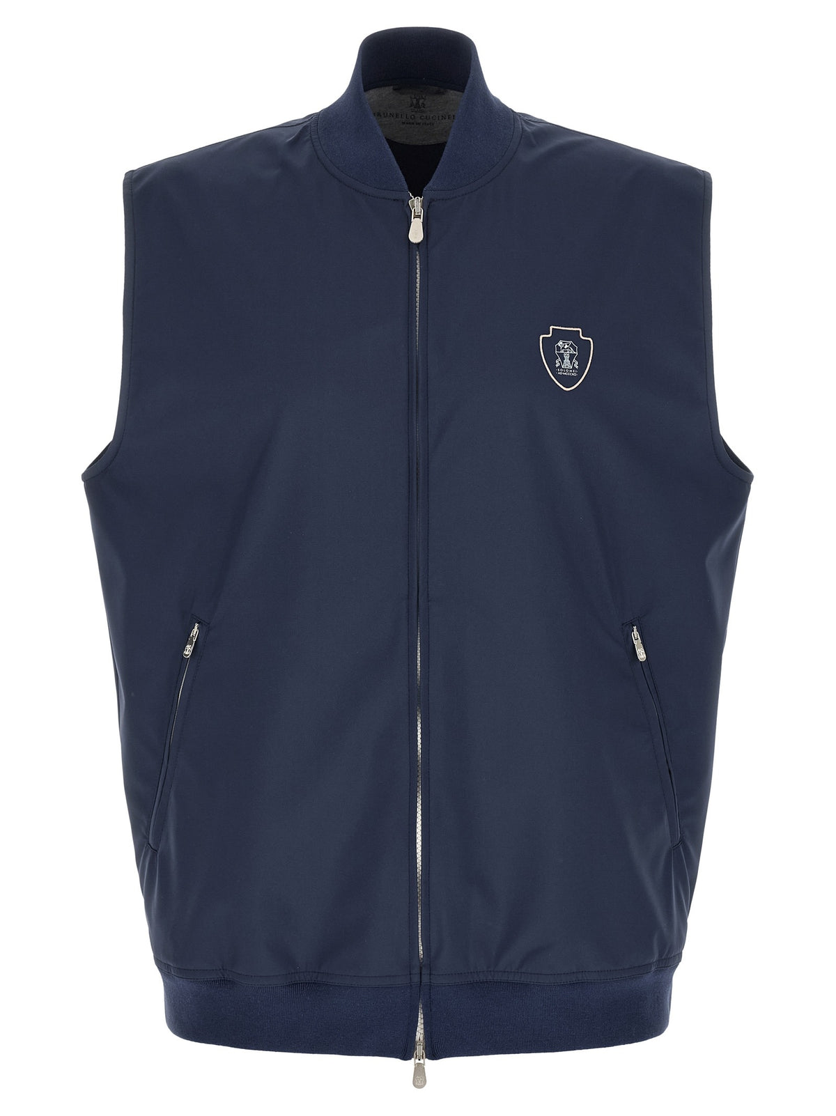 Blue Polyester Sleeveless Jacket