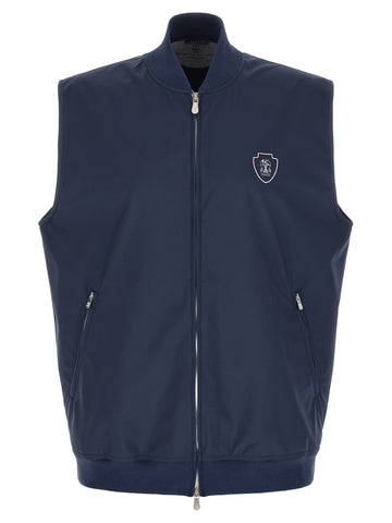 Blue Polyester Sleeveless Jacket