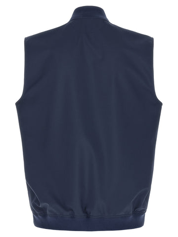 Blue Polyester Sleeveless Jacket