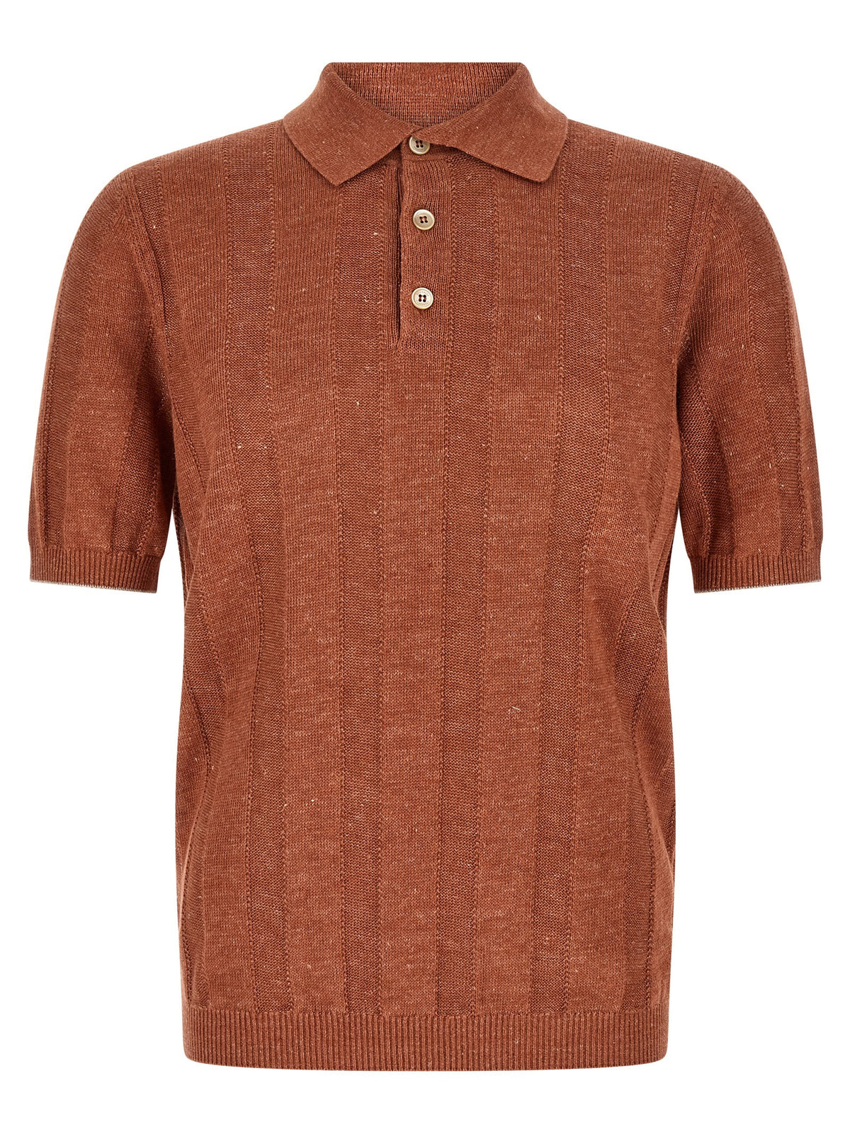 Orange Linen Polo Shirt