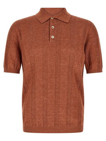 Orange Linen Polo Shirt