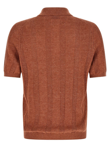 Orange Linen Polo Shirt