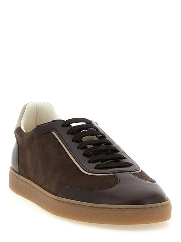 Brown Calfskin Low Top Sneakers