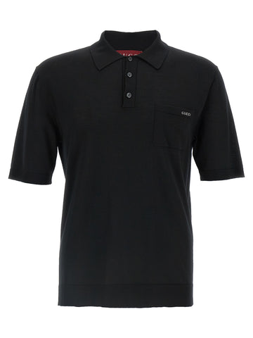 Black Wool Polo Shirt