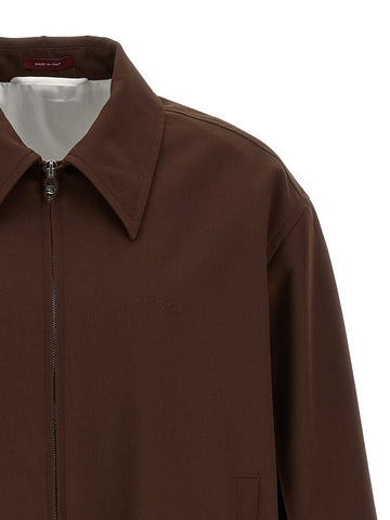 Brown Wool Full-Length Jacket