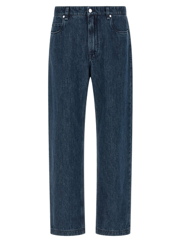 Blue Cotton Flared Jeans