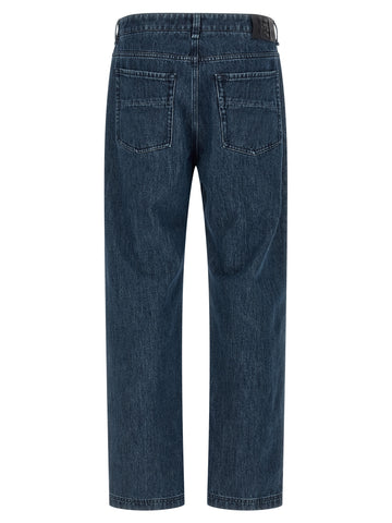 Blue Cotton Flared Jeans
