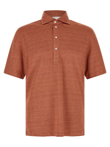 Orange Linen Polo Shirt
