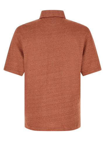 Orange Linen Polo Shirt
