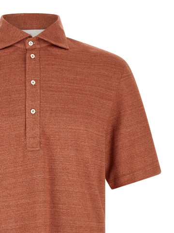 Orange Linen Polo Shirt