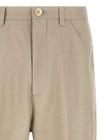 Brown Cotton Casual Pants