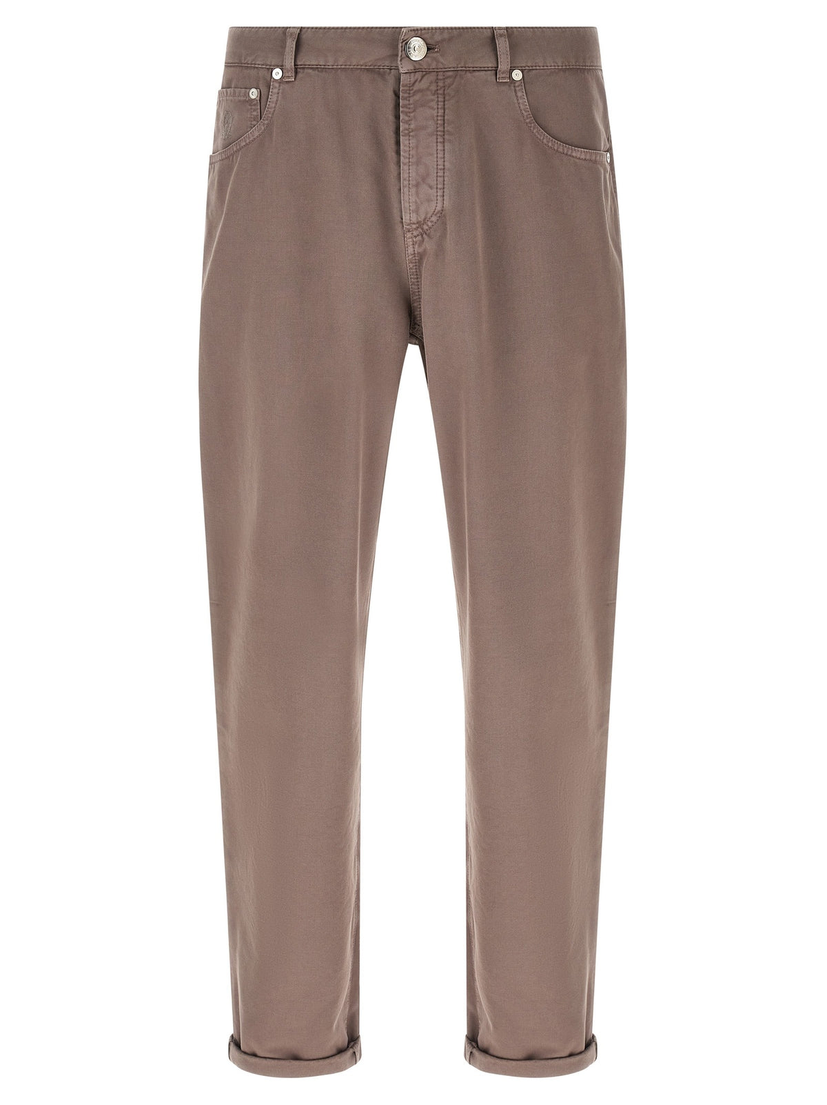 Brown Cotton Casual Pants